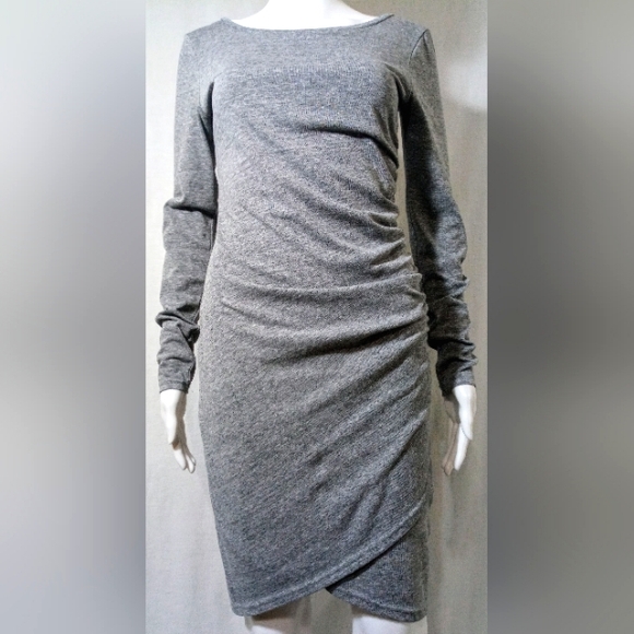 Leith L/S Grey Ruched Knit Dress - Picture 1 of 7